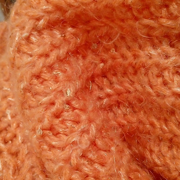 Anthropologie Knited & Knoted Orange & Gold Knit Boat Neck Sweater Textured - Picture 5 of 14
